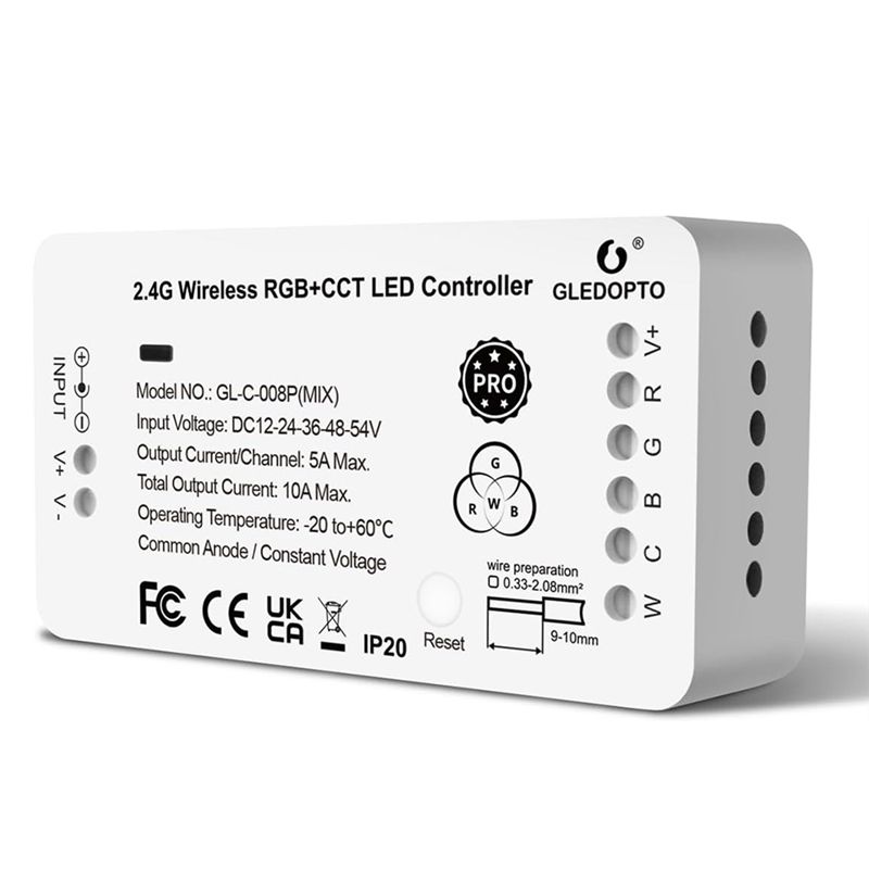 

ABUL-GLEDOPTO Zigbee 3.0 RGBW Pro White Light Mix PWM Dimming LED Strip Controller RGBCCT Smart Phone App Voice Control білий