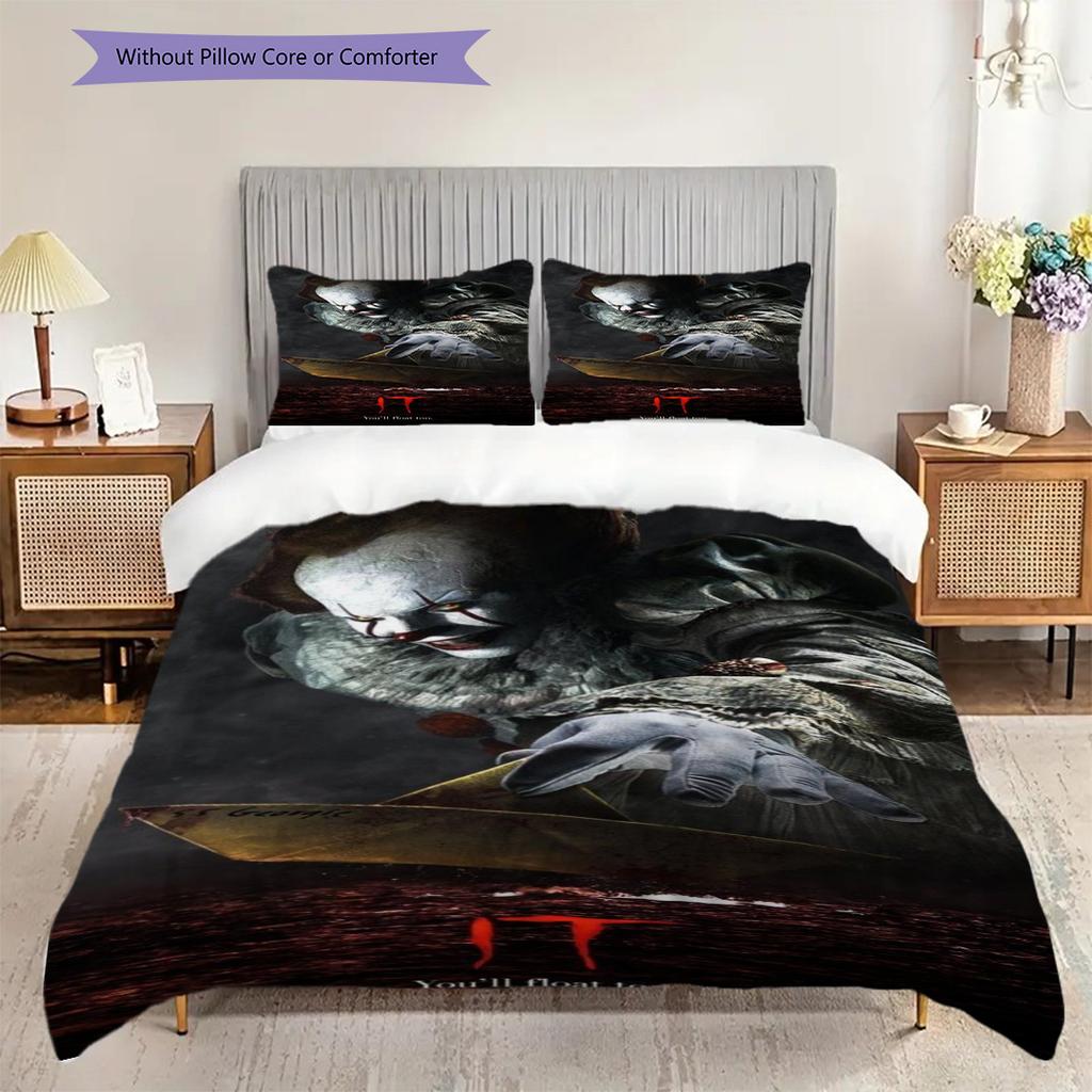 Scary Clown Knife Threepiece Set 1 Duvet Cover 2 Pillowcase Without Core Christmas Birthday Gift Soft And Comfortable