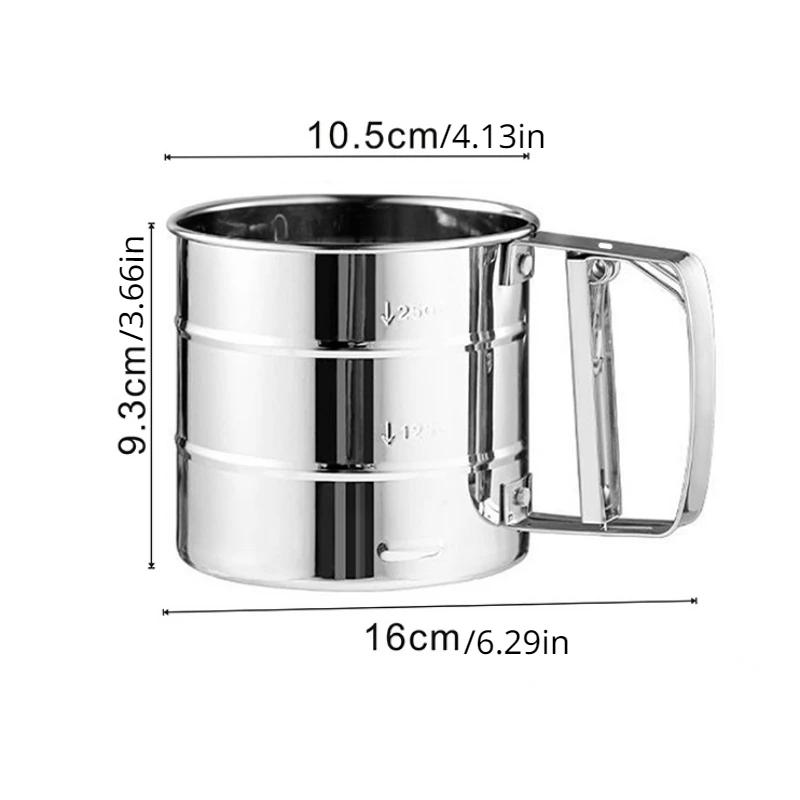 Baking Flour Sifter Food Strainers Powder Stainless Steel Hand-held Reusable Sieve for Flour Cup Shakers Kitchen Baking Tools