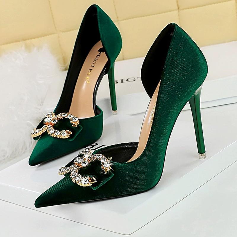 Luxury high heels Women 7 cm 10.5 cm stilettos Metal Rhinestone Women Pumps Wedding shoes Ladies Sexy Prom Shoes 2025