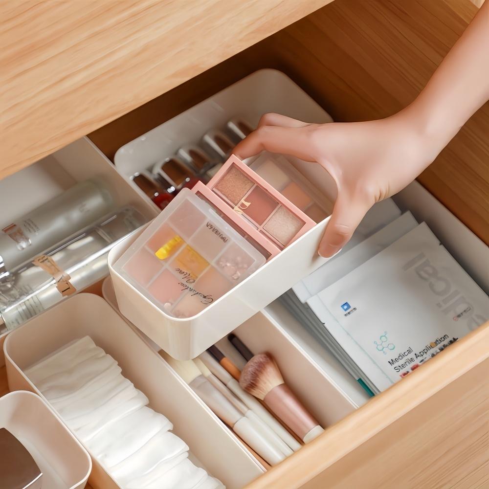 Ensemble de 9 organisateurs de tiroirs avec séparateurs intégrés, boîte de rangement, organisateur de papeterie de bureau, adapté au rangement sur bureau et dans les tiroirs