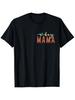 Black Casual Short-Sleeve Round Neck Tee Featuring a Retro Heart Design, Footprints, And 'Boy Mom' Text. Ideal for Mothe