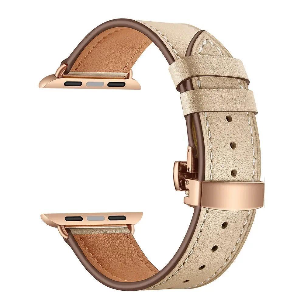 Leather wristwatch strap for Apple Watch 49mm 46mm 45mm 44mm 42mm 41mm 40mm 38mm 45mm for iWatch Series 11 10 9 8 7 6 5 4 Ultra3