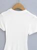 2025 Summer Kardashian Style Ribbed Short Sleeve Top - Solid Color & Sexy Round Neck