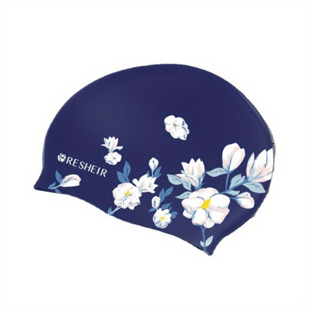 Vintage Style Silicone Swimming Cap Rose Flower Printed Swimming Cap Swimming Hat  Water Sports