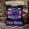 Neon Cat Dreamscape Theme Throw Blanket Custom Name Text Personalized Blanket Soft Cozy Blanket for Home Sofa Bed