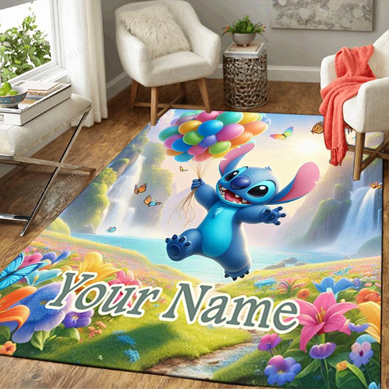 Custom 1Pc Stitch'S Magical Garden Adventure Rug Office Carpet Indoor Outdoor Entrance Doormat Nonslip Soft And Comfortable Living Room D916269