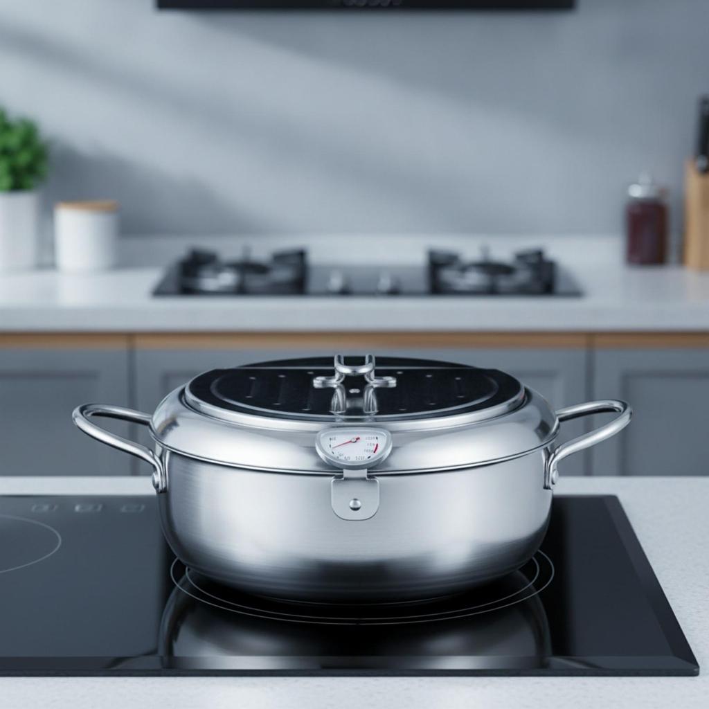 Frying Pot with Thermometer Uncoated Tempura Fryer Accurate for Home Cooks