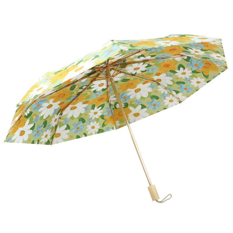 2025 new three-fold folding double-sided printed sun umbrella super sun protection and UV protection dual-purpose umbrella