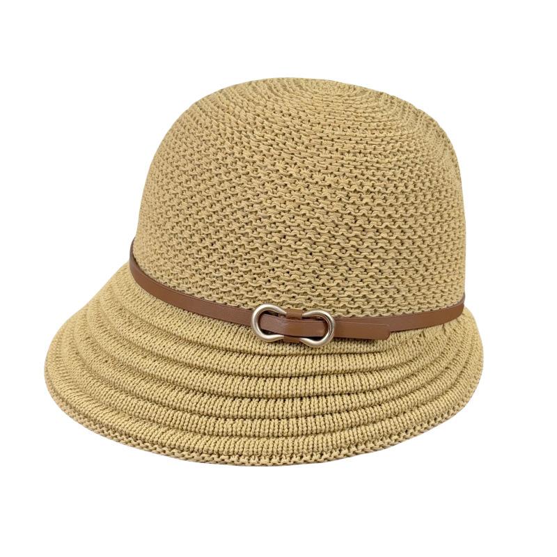Belt Buckle Decoration Fisherman Hat Women's New Water Bucket Hat Cotton Linen Knitted Summer Fisherman Hat