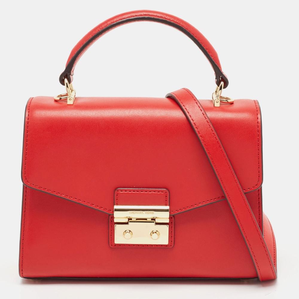 

Кожаная сумка Michael Kors Sloan с ручкой сверху красный