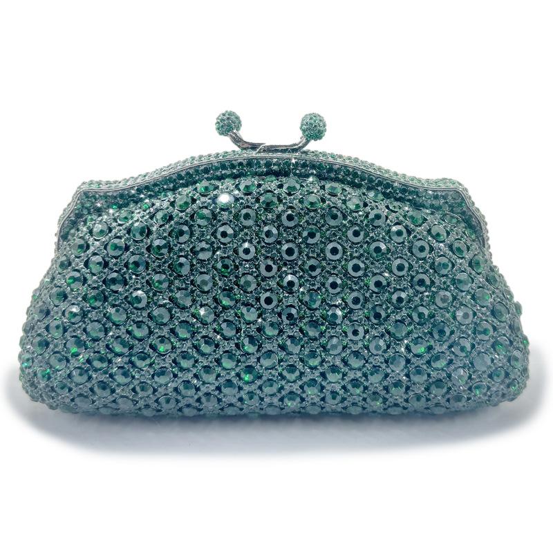 

Ladies Handmade Diamond Dinner Bag Metal Diamond Handbag Crystal Glass Handbag Wedding Banquet Bag зелёный