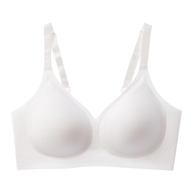 Jelly Glue Underwear Women's Seamless European And American Large Size Big Breasts Bra Gathered Breast Milk Without Steel Ring Bra