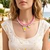 Cute Fashion Lemon Drink Cup Pendant Beaded Necklace Sweet Girl Clavicle Chain Exquisite Women Party Jewelry Gift