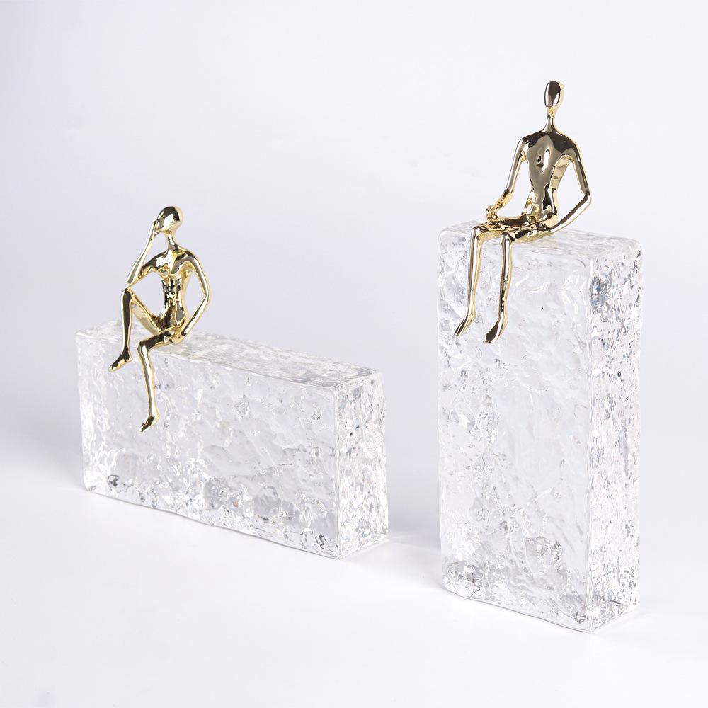 Luxury Crystal Sitting Figure Sculpture for Home Decor
