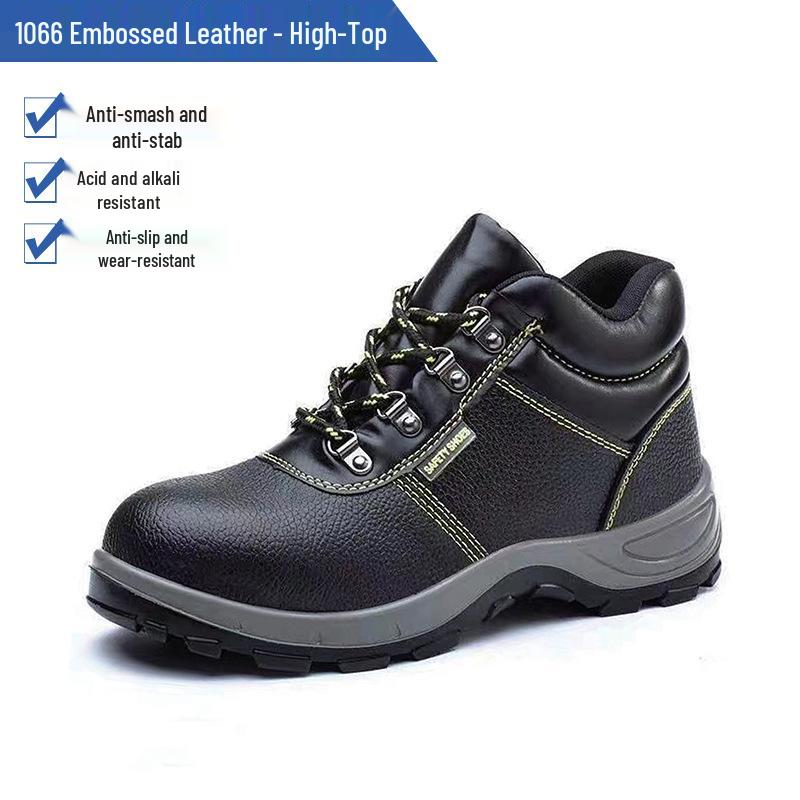 Cowhide Steel Toe Safety Shoes: Anti-Smash, Puncture, Acid & Alkali Resistant, Wear-Resistant, Solid Sole for Construction Work