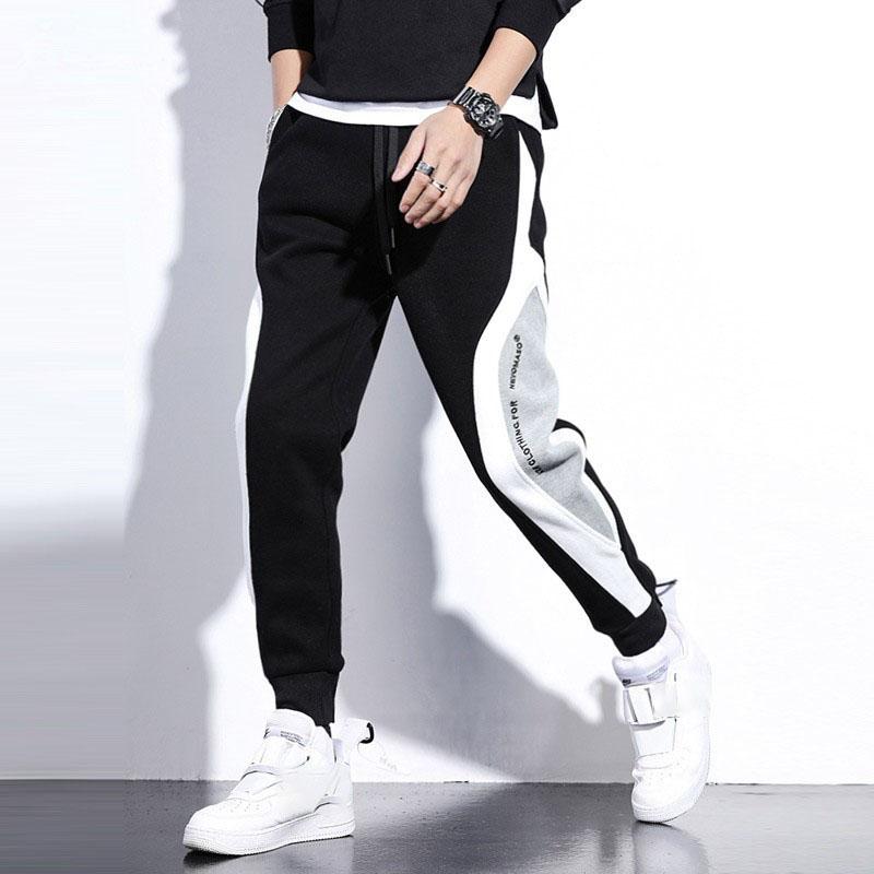 Spring Autumn Male Loose Fitting Leggings Men's Sports Pants Patchwork Running Training Casual Pants Fashion Outfit Trousers