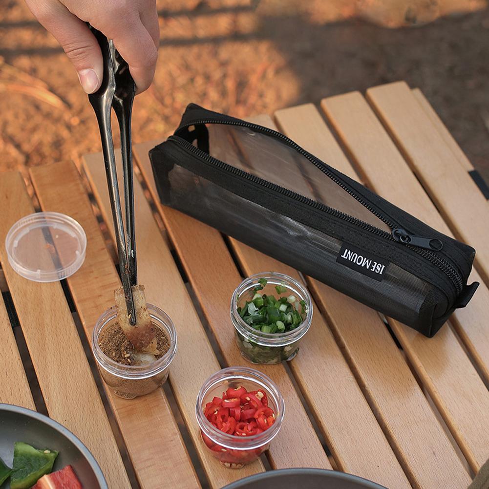 Camping Gewürzset mit 5 transparenten Gewürzflaschen, Gewürzbehälter-Set, Camping Gewürzbehälter für Picknick-Kochen, Barbecue