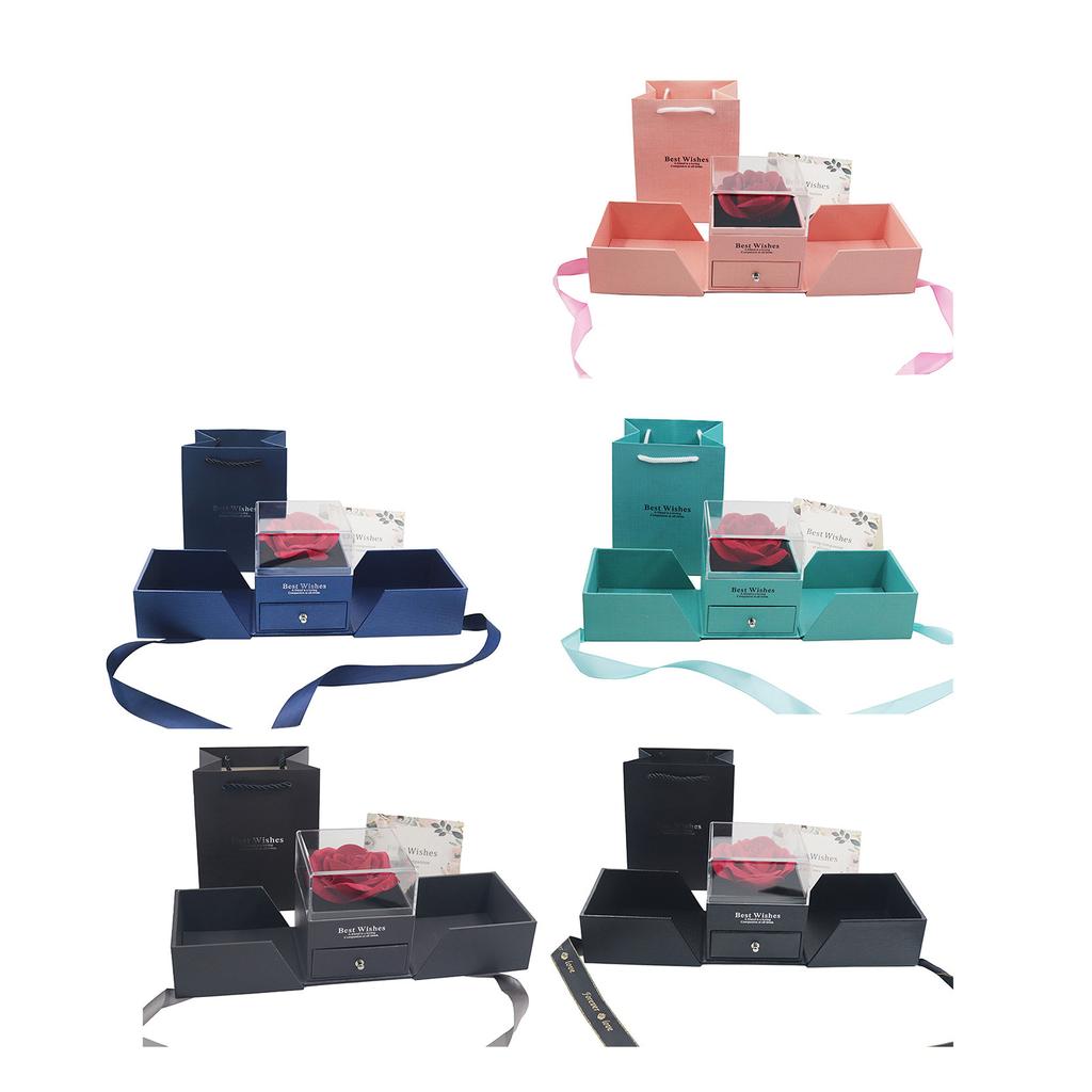 Rosas Artificiales Eternas Con Collar Gifts Box, Ose Gifts Box For Women, Valentine's Day Decor