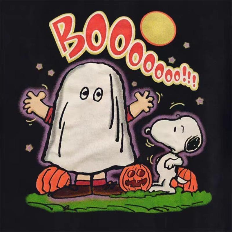Halloween Snoop Dogg Joint Halloween Pumpkin Oldschool College Style Short-sleeved Men's and Women's Cotton Top Summer T-shirt