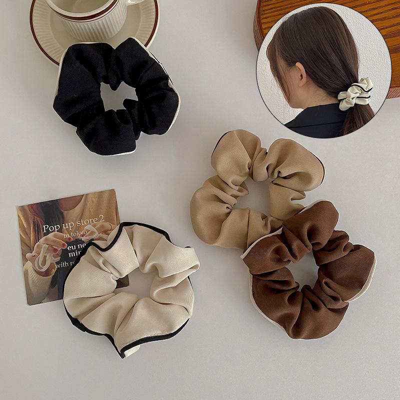 Ponytail Holder Hair Tie Elegant Black White Hair Scrunchies Milk Coffee Color Large Intestine Hair Ring Hair