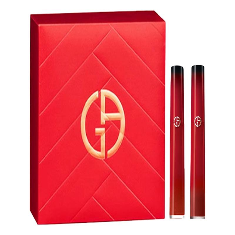 Блеск для губ Armani/блеск для губ/глазурь для губ PASSION ограниченная подарочная коробка красная туба двойной Двухкомпонентный набор: Блеск для губ №405 PASSION + Блеск для губ №200 Огненно-землистый коричневый белый