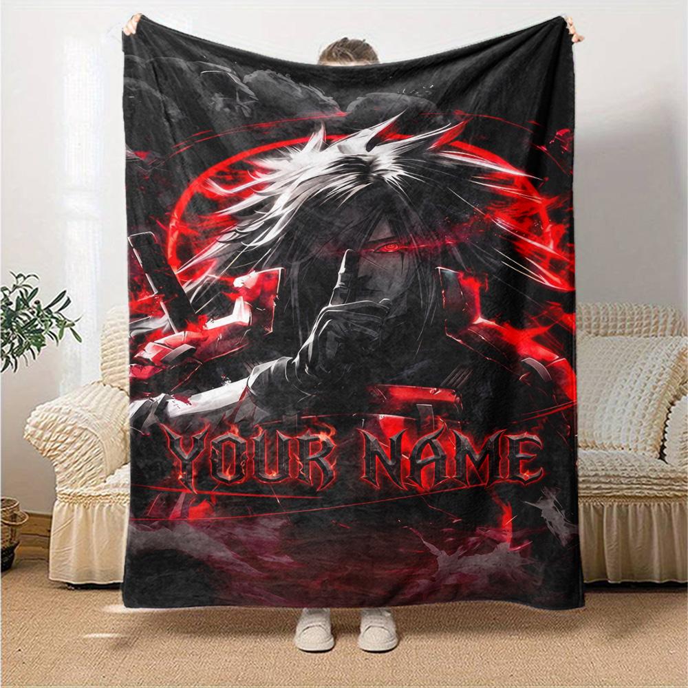 Naruto Charakter Personalisierte Namensdecke Kuscheldecke Personalisierte Decke Warme Dekoration für Büro Wohnzimmer Meeresblick Wohnzimmer für Alle Anlässe