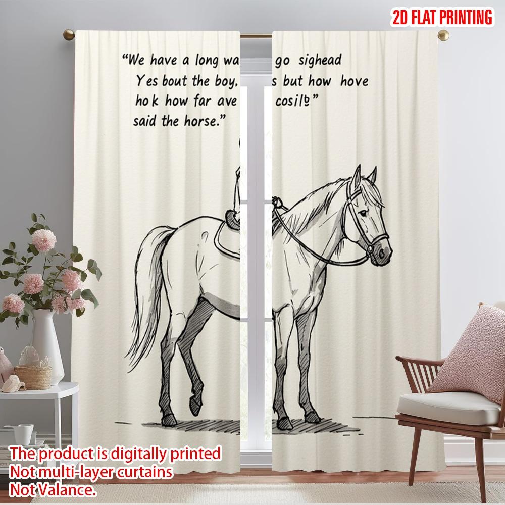 

2 шт. 2D плоская печать Занавес Лошадь Путешествие Прогресс Полиэстер Без электричества Вечеринка по случаю дня рождения Идеально для праздничного декора стен 52.50×116.00 CM 2pcs