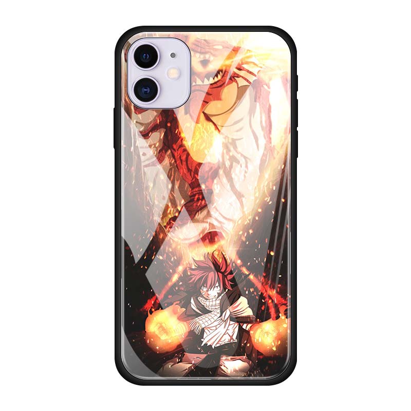 Hülle aus gehärtetem Glas für iPhone 12 Mini 11 12 Pro Max 7 8 XR SE X XS MAX 6 6s 7 8 Plus 11 Pro Fairy Tail Erza Natsu Handyhülle