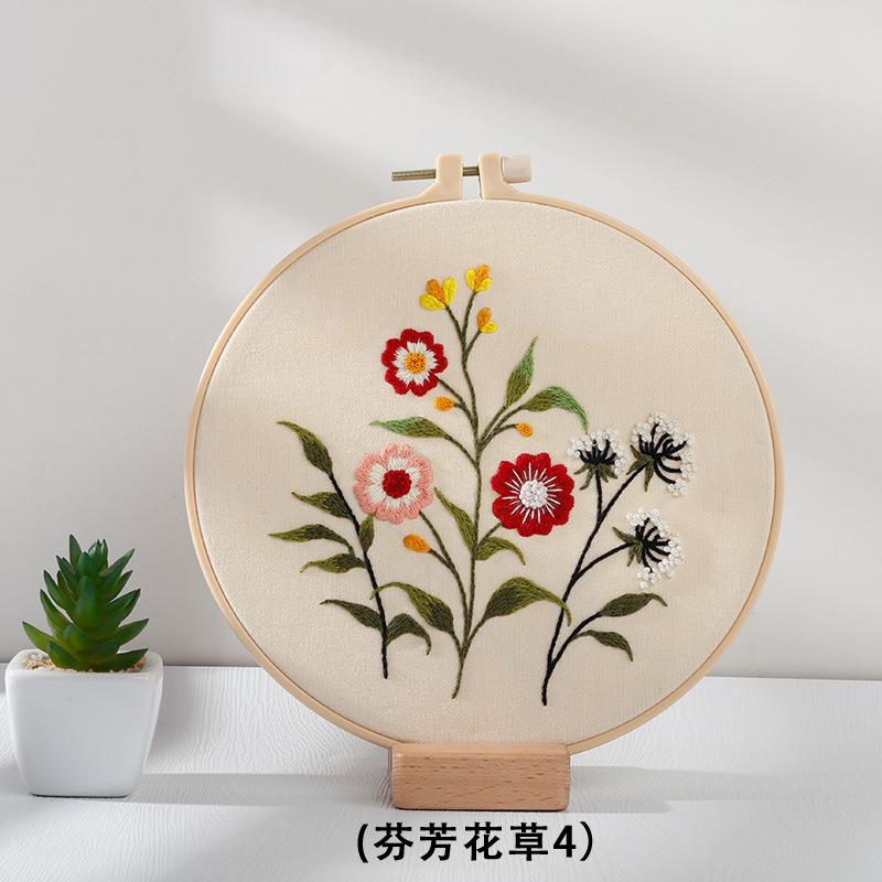 DIY Handbestickungs-Materialtasche, Duftende Blumen und Pflanzen, Frisches Europäisches Nadel- und Fadenset