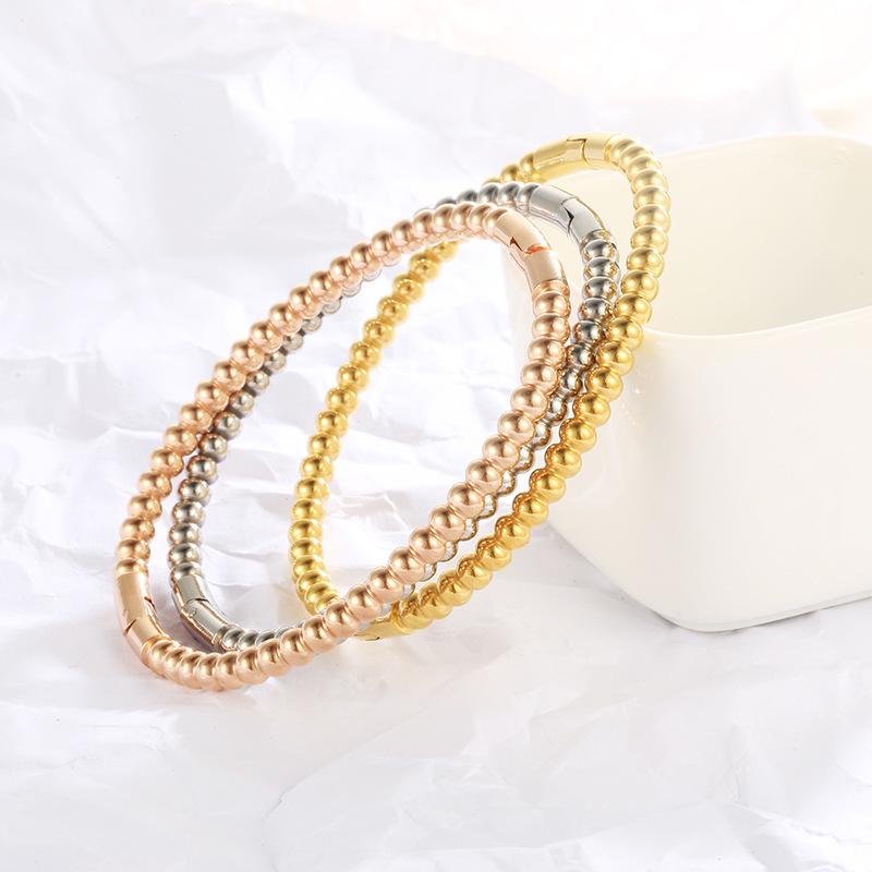2023 Trendy Titanium Steel Round Bead Bracelet - Non-Fading, Fashionable & Simple Design
