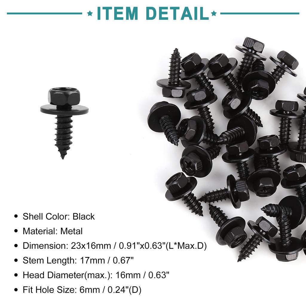 ACROPIX Screw Bolts Retainer Fender Liner Undercover Screws for Toyota Compatible with Prius Metal 30pcs Black