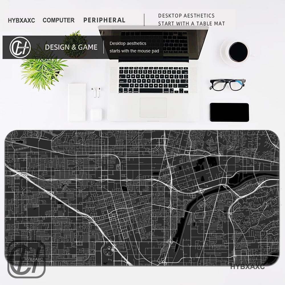 HYBXAXC Black White City Map Mouse Pad NonSlip Rubber Desk Mat for Gaming Office 800x400x2mm