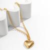 Vintage Big Peach Heart Pendant Adjustable Necklace Women's Simple Long Tassel Gold Metal Girl Jewelry