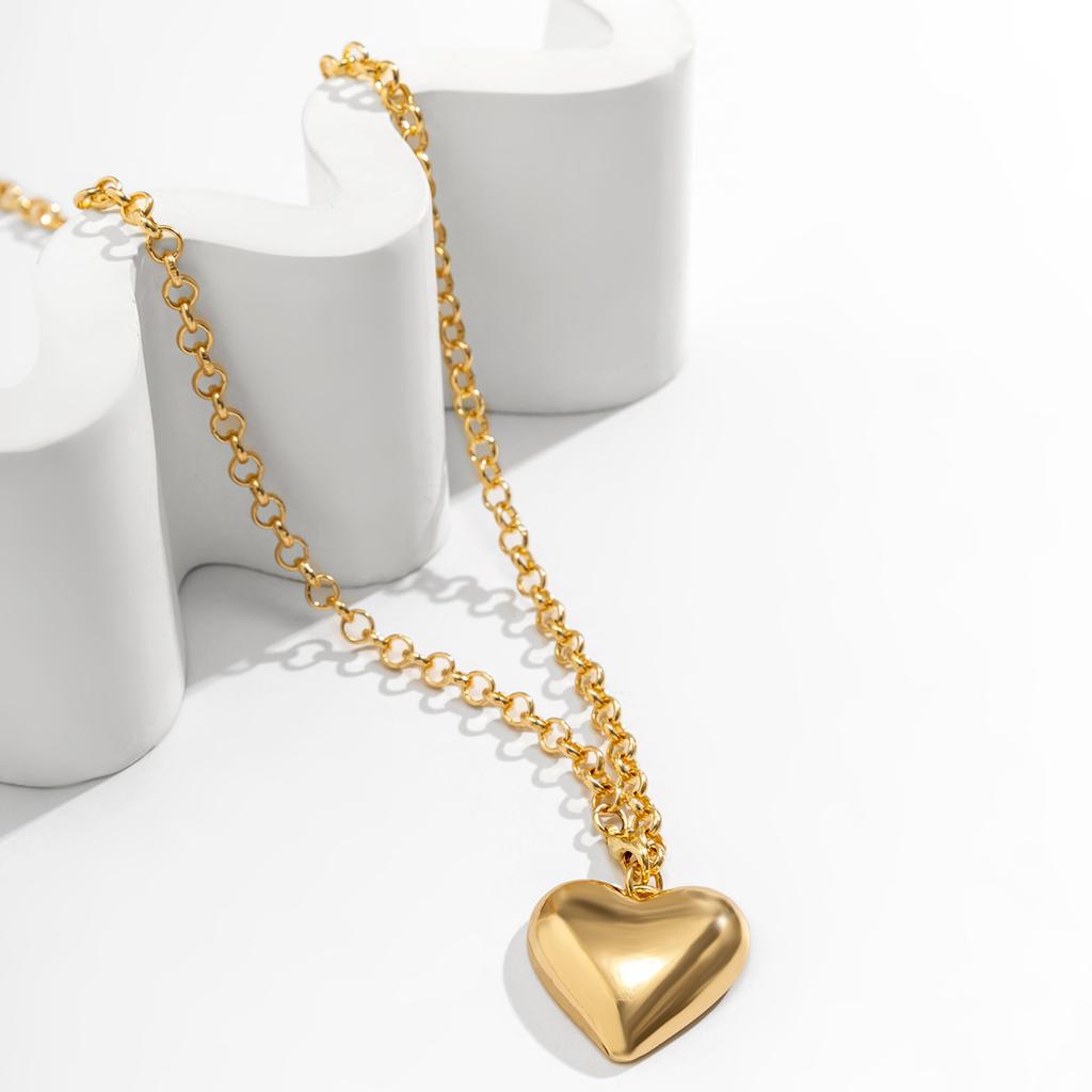 Vintage Big Peach Heart Pendant Adjustable Necklace Women's Simple Long Tassel Gold Metal Girl Jewelry