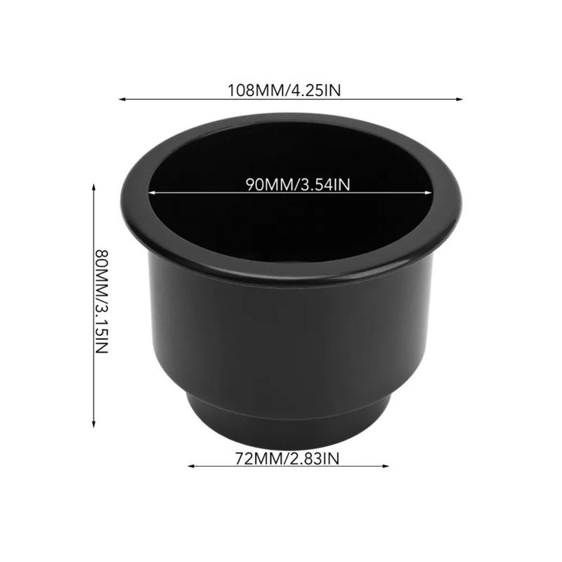 Cup Holder Ert With Drain Feature For Marine Boat RV Camper Interior Table For Surface Black Nylon Secure Beverage Support