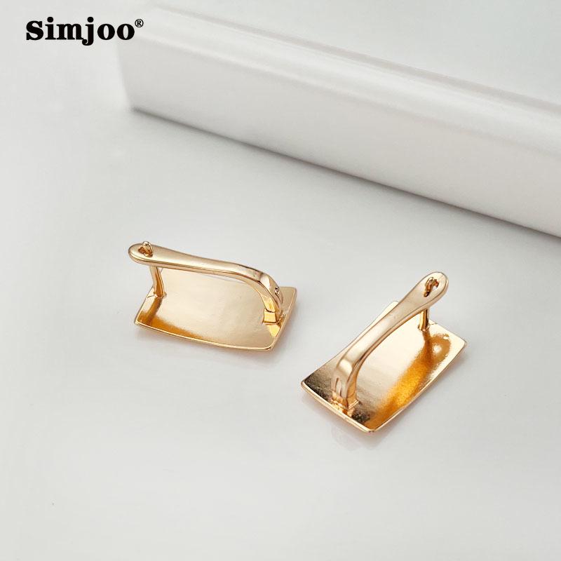 SIMJOO Rectangle Geometric Fashion Style Polished Rose Gold Color Earrings