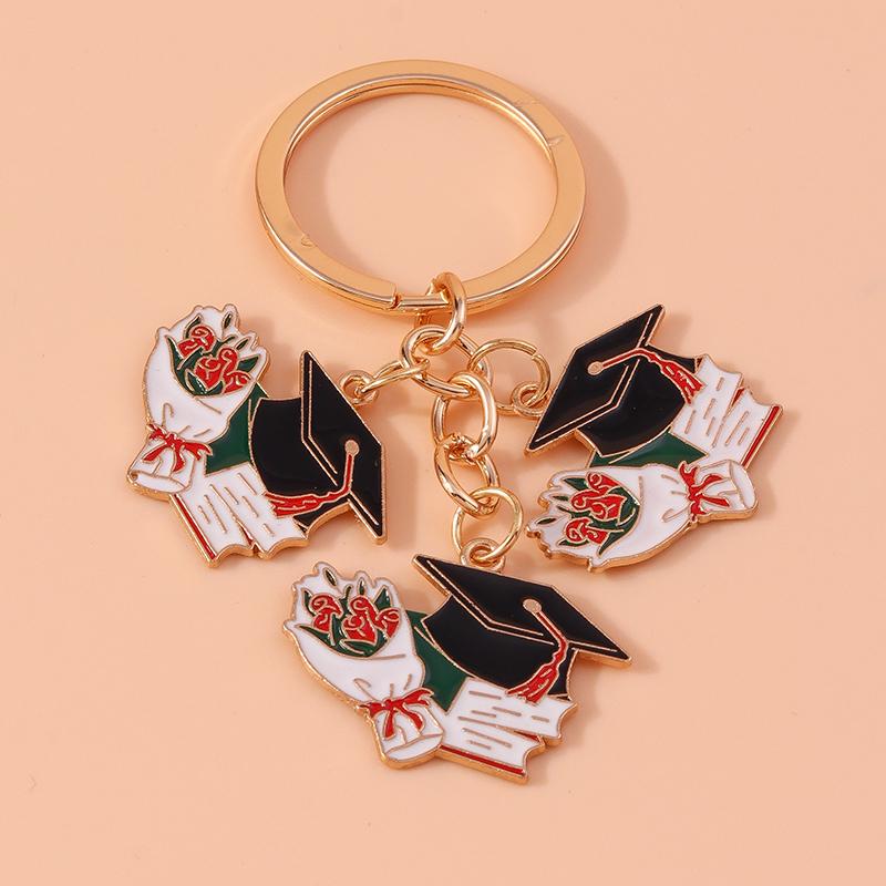 New Academic Dress Keychain Mortarboard Key Rings Pendants for Key Holder Handbag Decor DIY Graduation Ceremony Jewelry Gifts