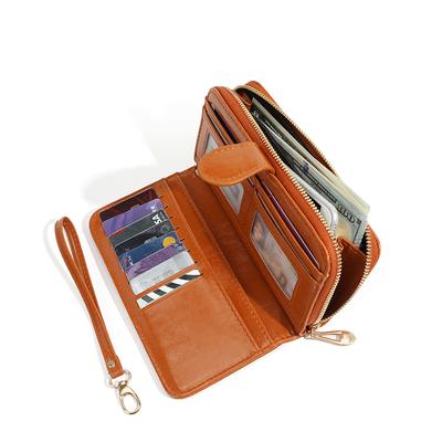 Women 3 Fold Wallet Money Clip High Quality Wristlet Clutch Leather Long Purse Female Card Holder