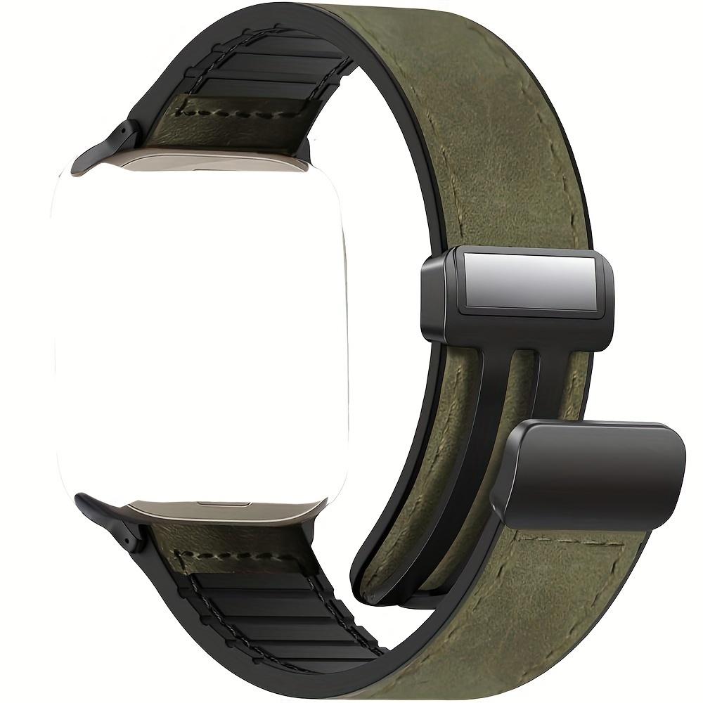 

Роскошный ремешок для часов Apple из воловьей кожи с магнитной пряжкой, подходит для серий Ultra и SE — стильно и безопасно 42/44/45/49MM зелёный