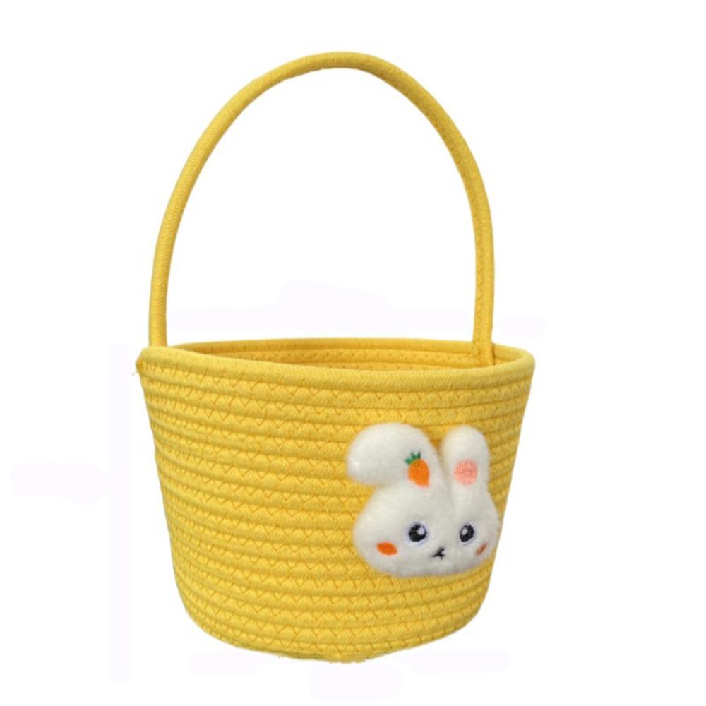 Cartoon Easter Gift Basket Hand-Woven Gift Storage Basket Handheld Woven Basket Gift Giving жёлтый