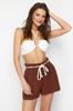Damenmode Neue Shorts & Bermuda Braun Gewebt zum Binden Musselinshorts Bermuda