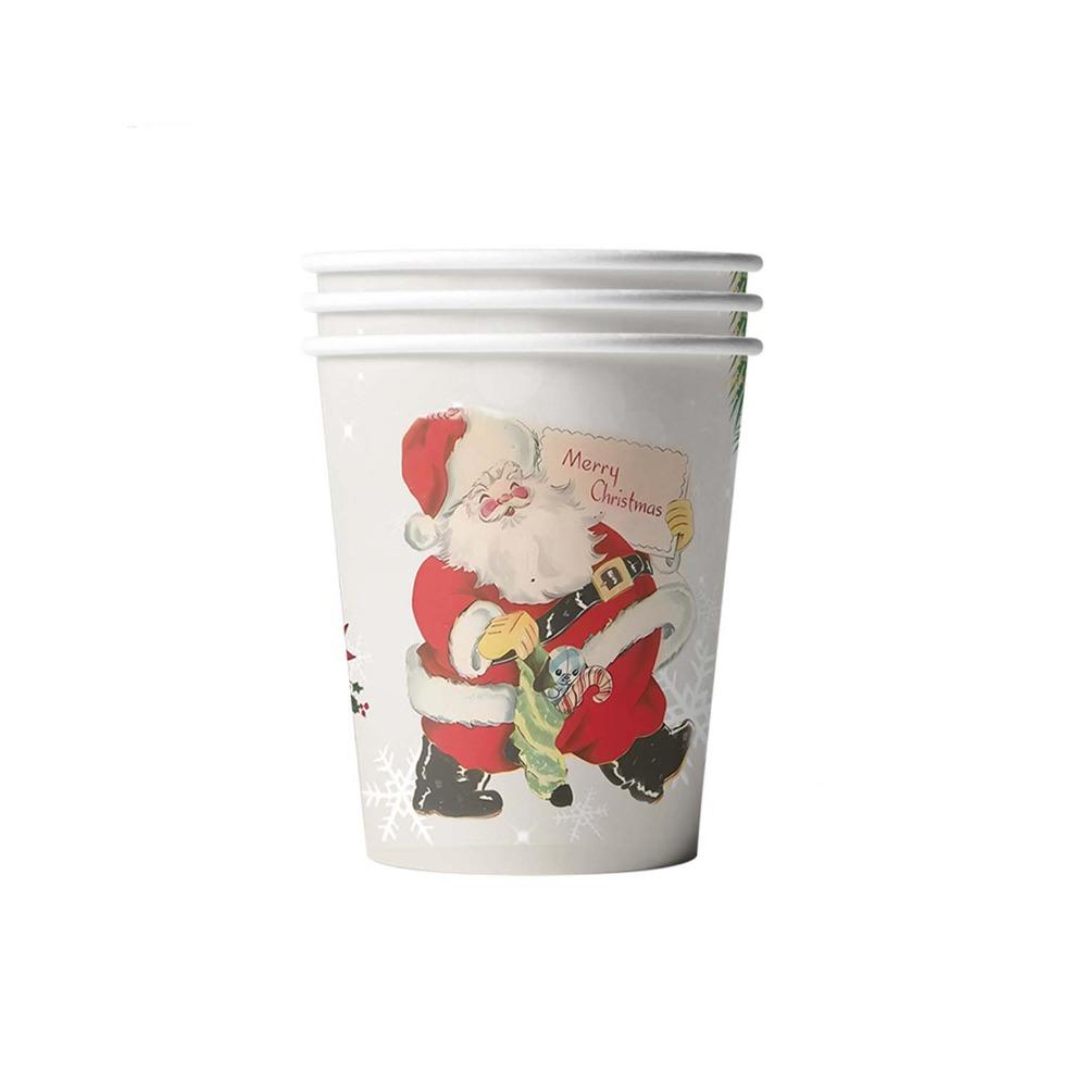 Thickened Christmas Disposable Tableware Set Santa Claus Print Paper Plate and Cups  New Year 2025