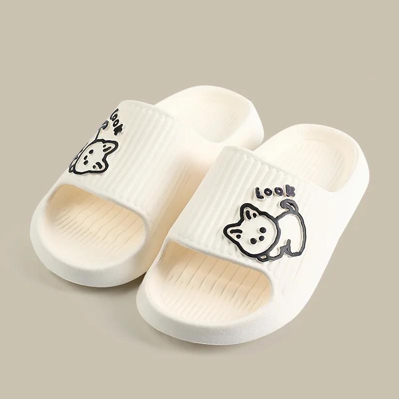 Summer Slippers Bathroom Platform Non-Slip Home Bear Cartoon Flip Flops Beach Women Slipper Sandals Slides Indoor Outdoor 2025