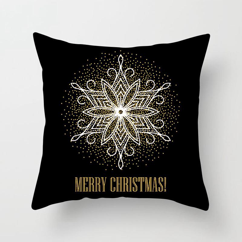 New Year Christmas Snowflake Elk Print Cushion Cover Home Living Room Sofa Decoration Square Polyester Pillow Cover
