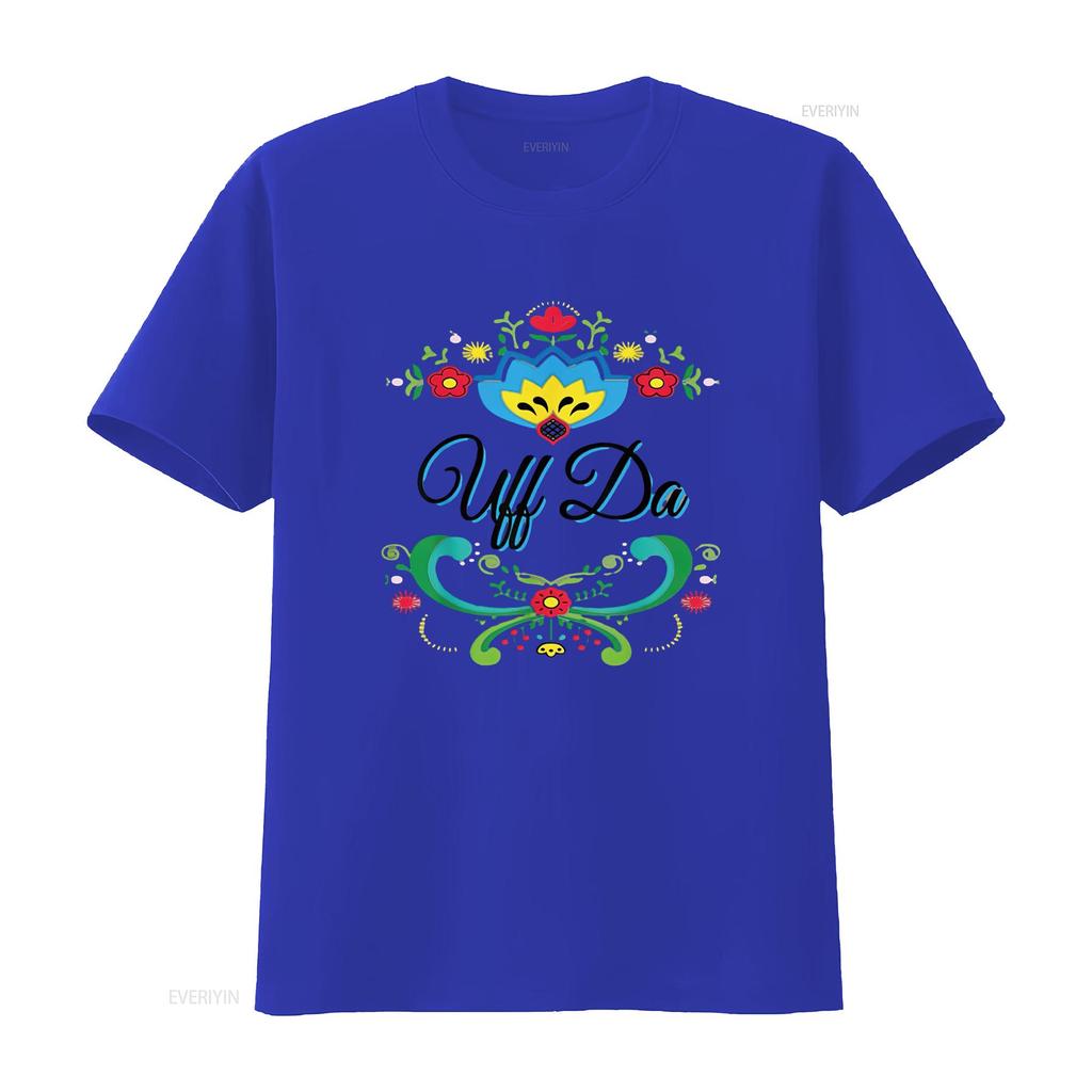 Womens Uff Da Norwegian Rosemaling Funny T Shirt Vintage Washed Unisex Graphic Top For Everyday Wear Soft Streetwear