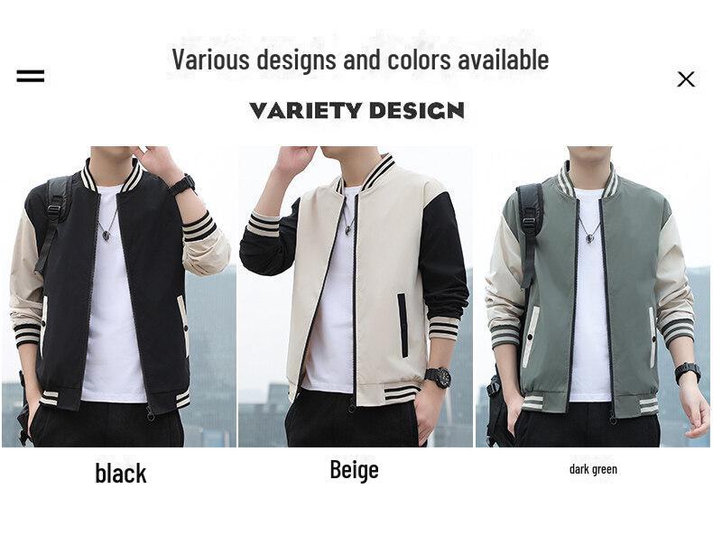 Men's Stand-Up Collar Casual Jacket - Youth Student Spring/Autumn Thin Baseball Style