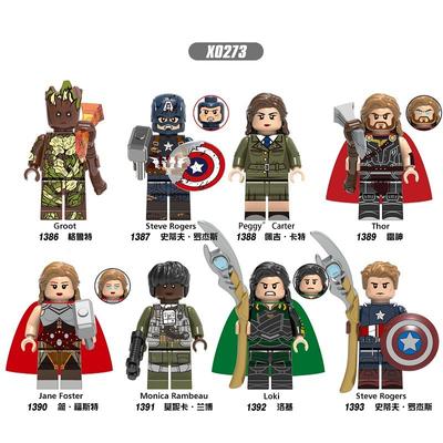 Stavebnice Marvel Mini Figurka Lego Loki Thor Groot Jane Hračky X0273