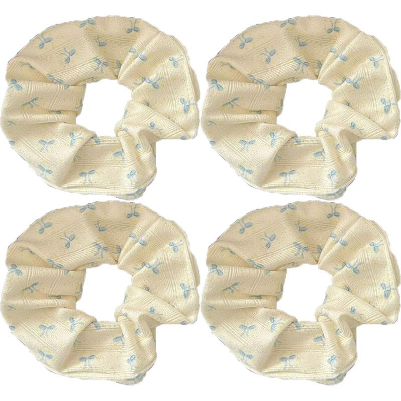 Retro American Bear Hair Ring Women Floral Bow High Elastic Scrunchie Simple Hair Accessories