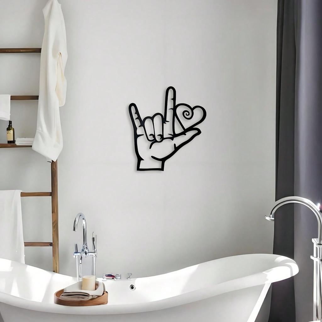 ASL Jag älskar dig Metallväggkonst Inomhus Utomhusskulptur Romantisk Dekor Pedagogiskt Teckenspråk